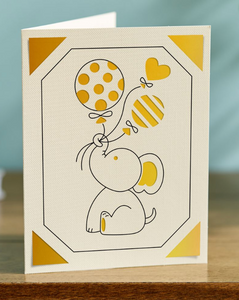 New Baby Elephant with Balloons Card