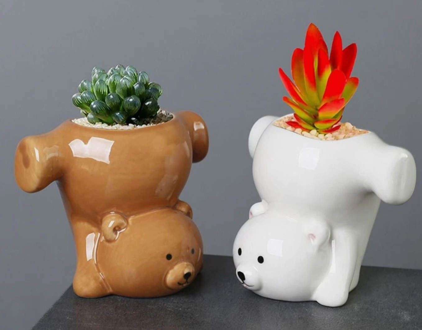 Upside Down Bear Planter Pot