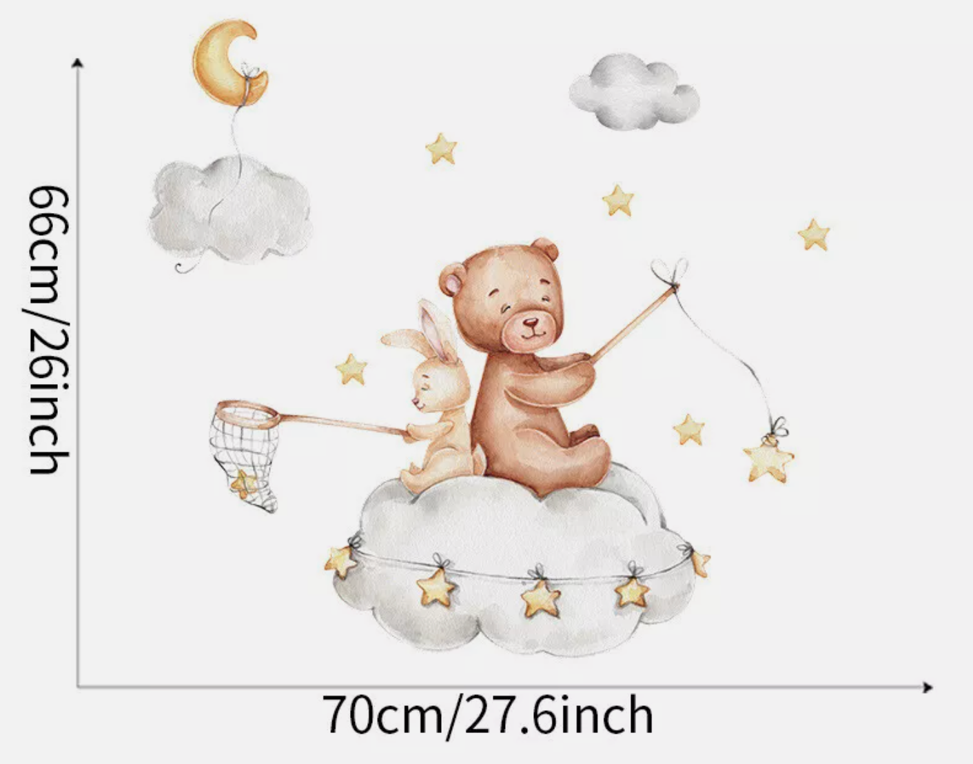 Sleeping Teddy & Bunny Nursery Wall Decal