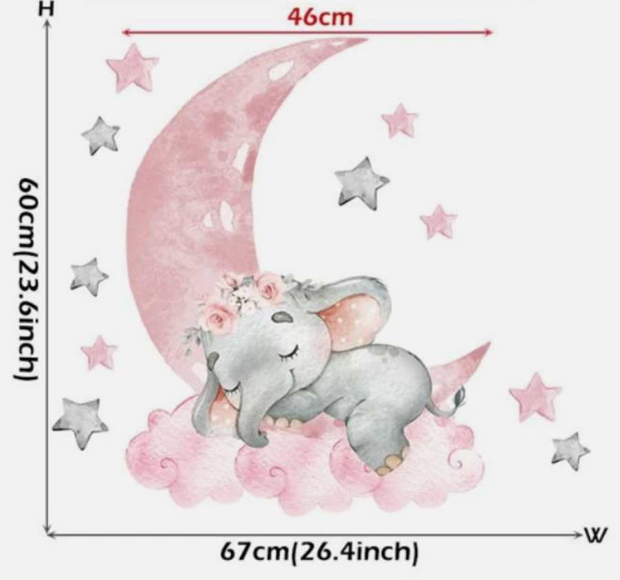 Nursery Girl Sleeping Elephant Wall Decal