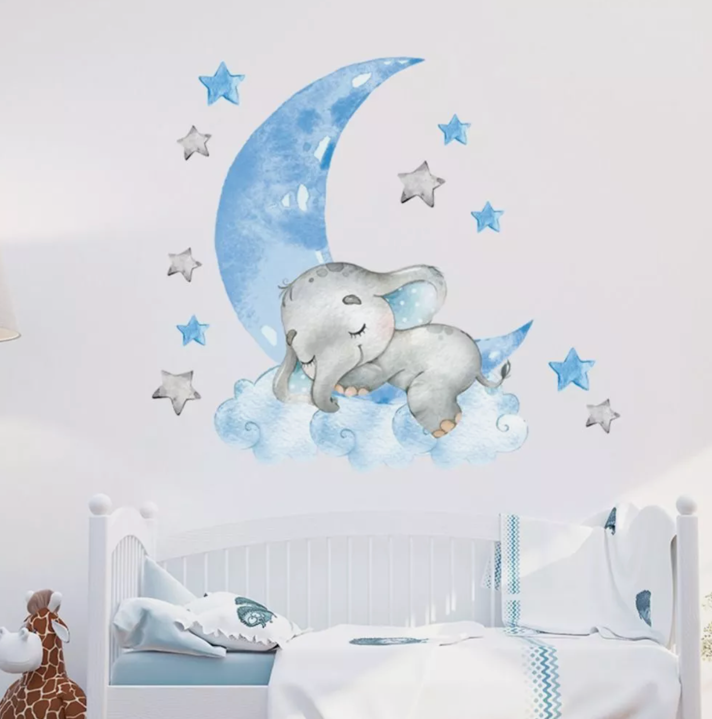Nursery Boy Sleeping Elephant Wall Decal