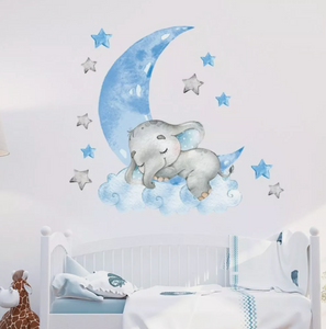 Nursery Boy Sleeping Elephant Wall Decal