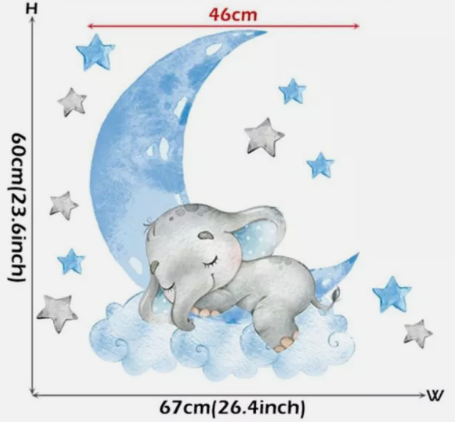 Nursery Boy Sleeping Elephant Wall Decal