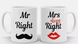 'Mr Right & Mrs Always Right' Couple Coffee Mug Set 2