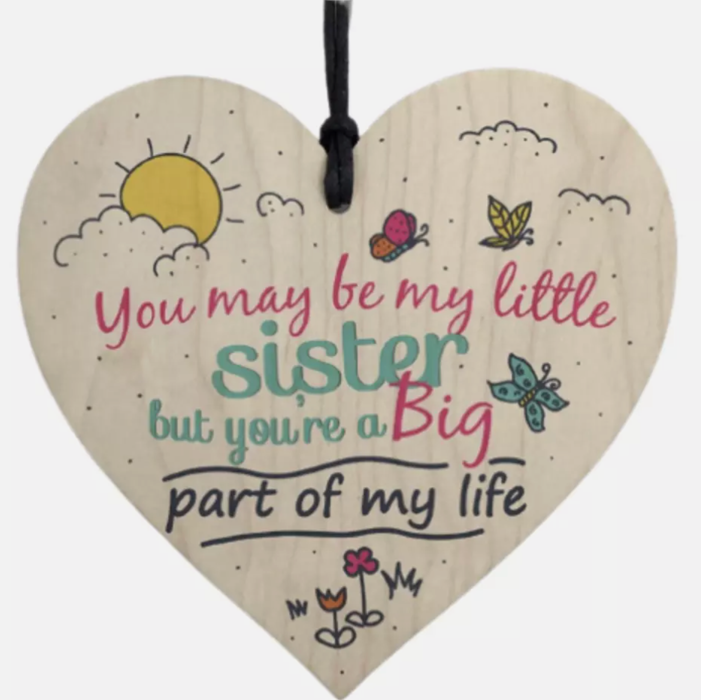 'Little Sister' Wooden Plaque Heart Gift