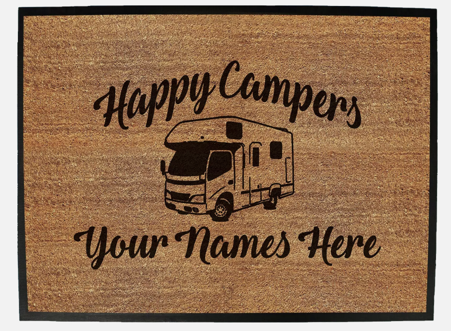 Happy Campers Custom Door Mat RV