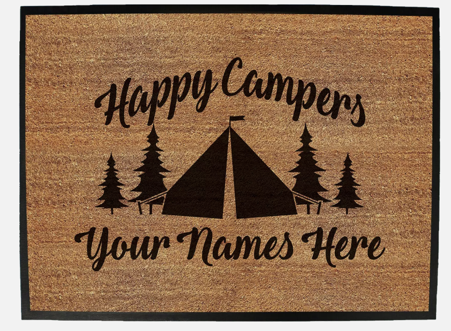 Happy Campers Custom Door Mat Tent