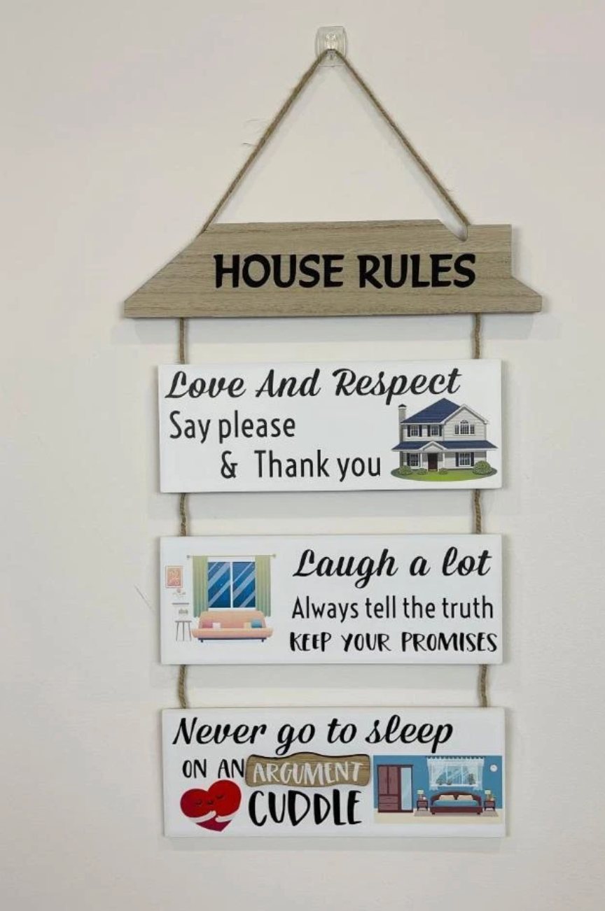 House Rules Wooden Plaque Decor