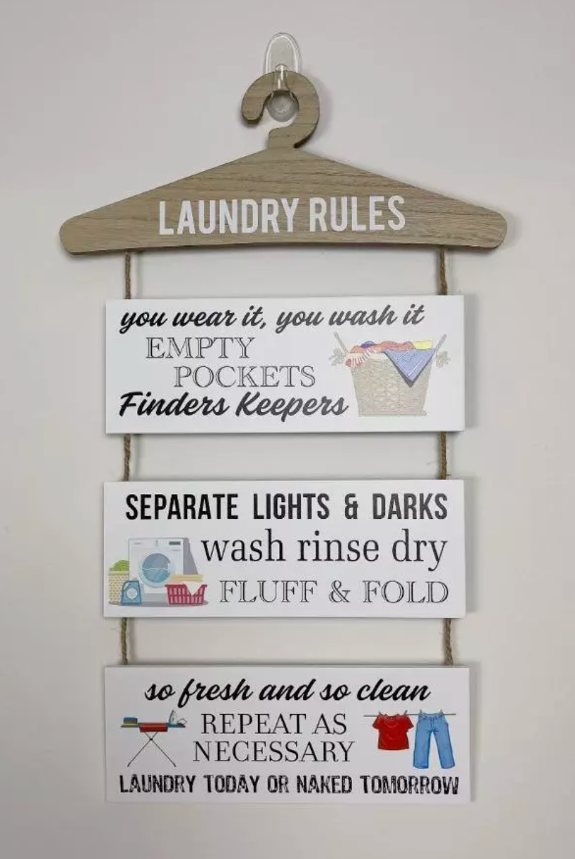Laundry Rules Wooden Plaque Decor