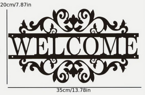 Welcome Sign Black Metal Home Decor