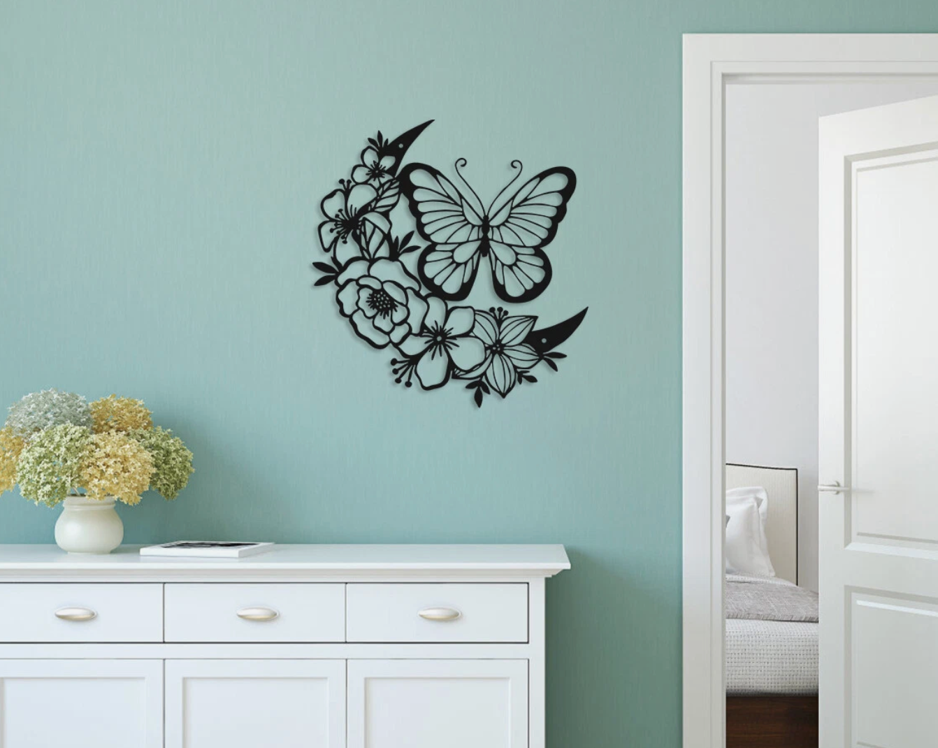 Butterfly Flower Metal Home Decor