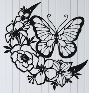 Butterfly Flower Metal Home Decor