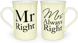 Mr Right & Mrs Always Right Couple Coffee Mug Set - Wedding/ Anniversary Gift